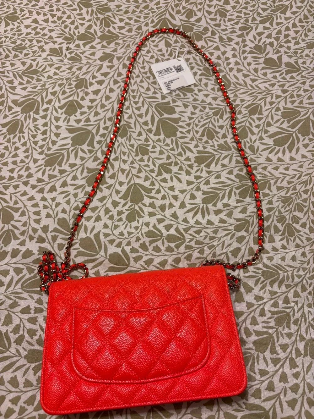 CHANEL Red Quilted Leather Crossbody with Gold Hardware